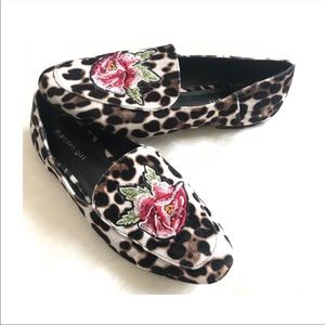 Madden Girl Osirus Embroidered Slipper Loafer leopard and flowers